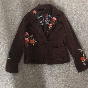 Johnny Was Corduroy Blazer Jacket Flora